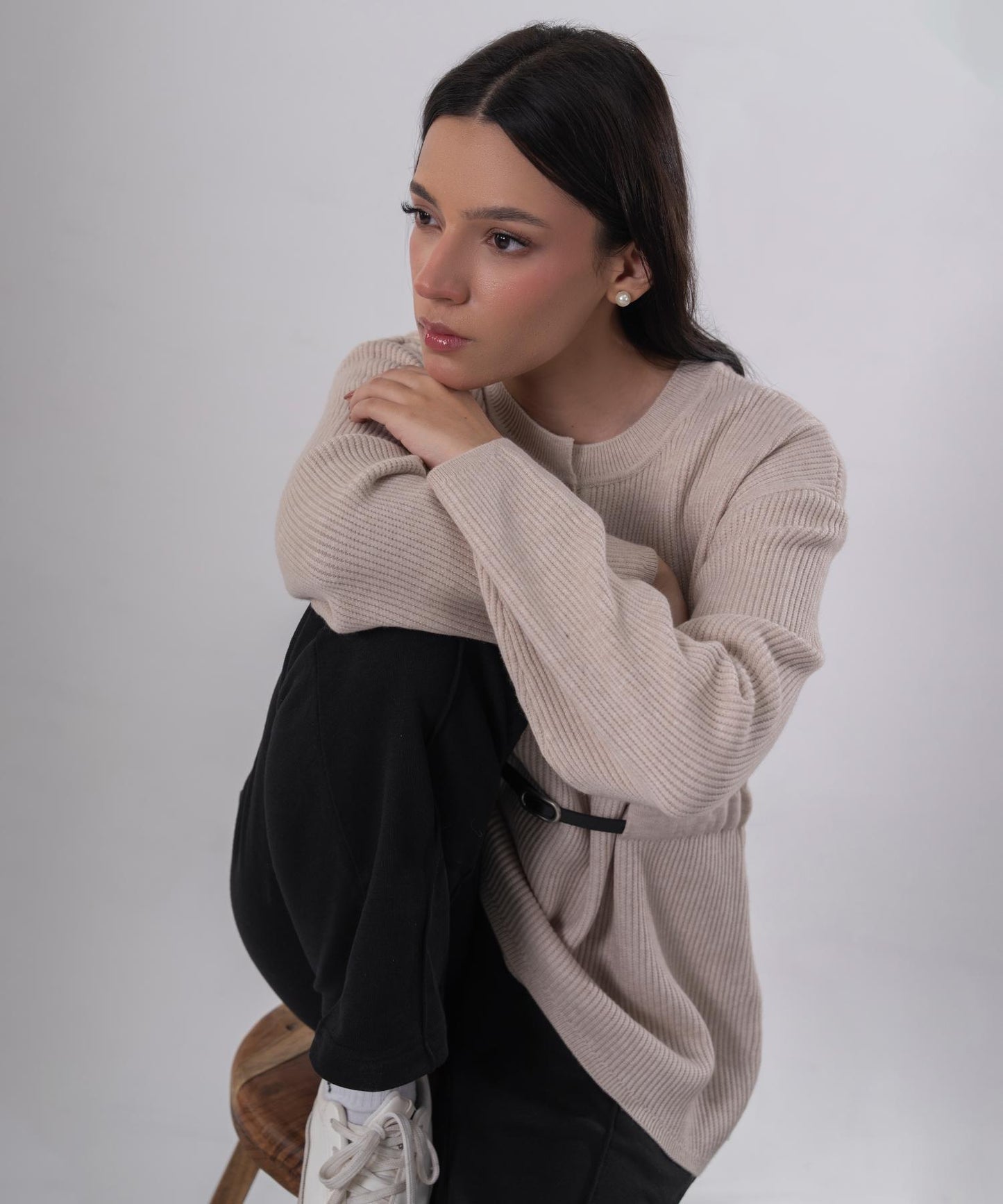 Soft Ribbed Belted Knit Top