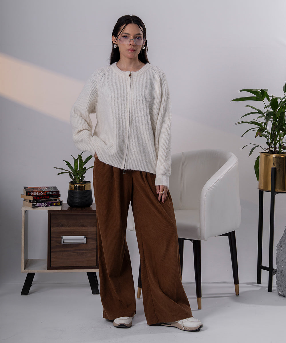 Classic Ivory Knit Cardigan