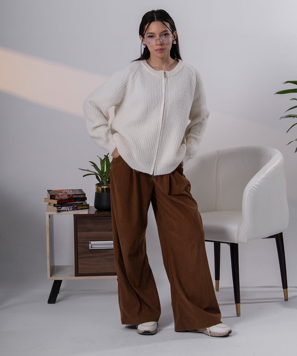 Classic Ivory Knit Cardigan