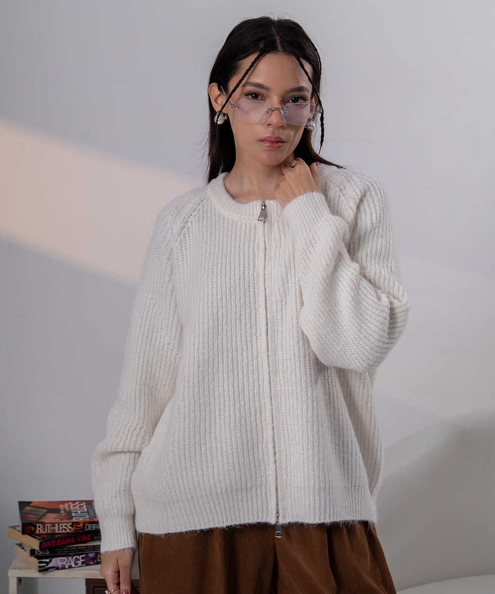 Classic Ivory Knit Cardigan