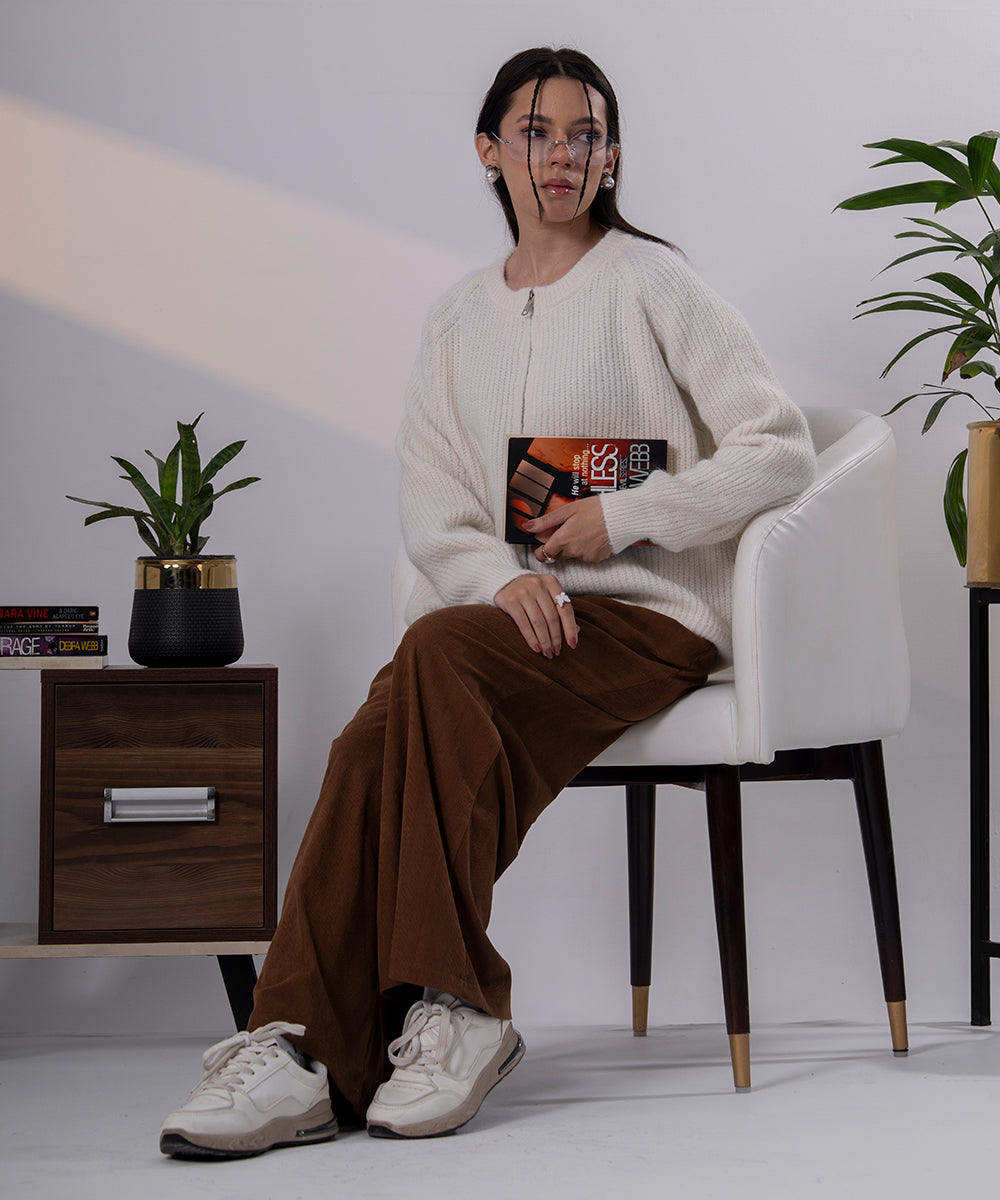 Classic Ivory Knit Cardigan