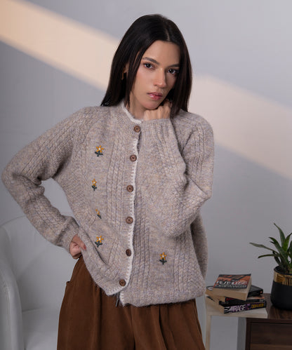 Embroidered Knit Cardigan