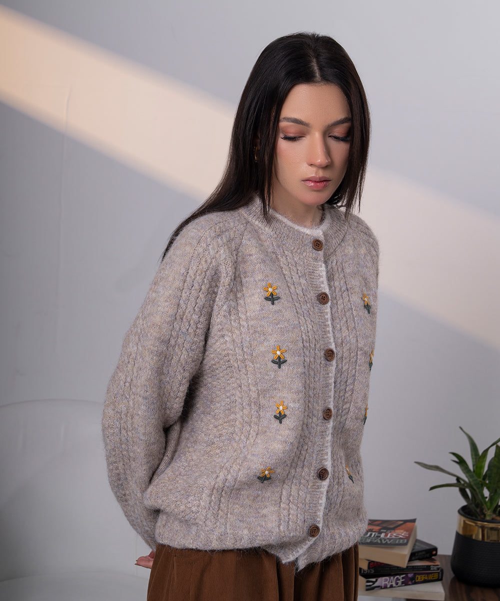 Embroidered Knit Cardigan