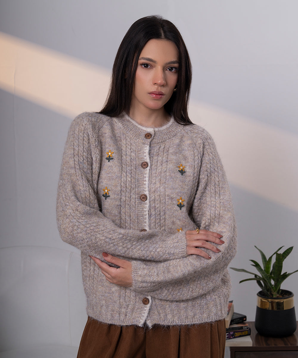 Embroidered Knit Cardigan