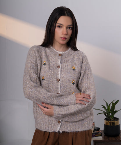 Embroidered Knit Cardigan