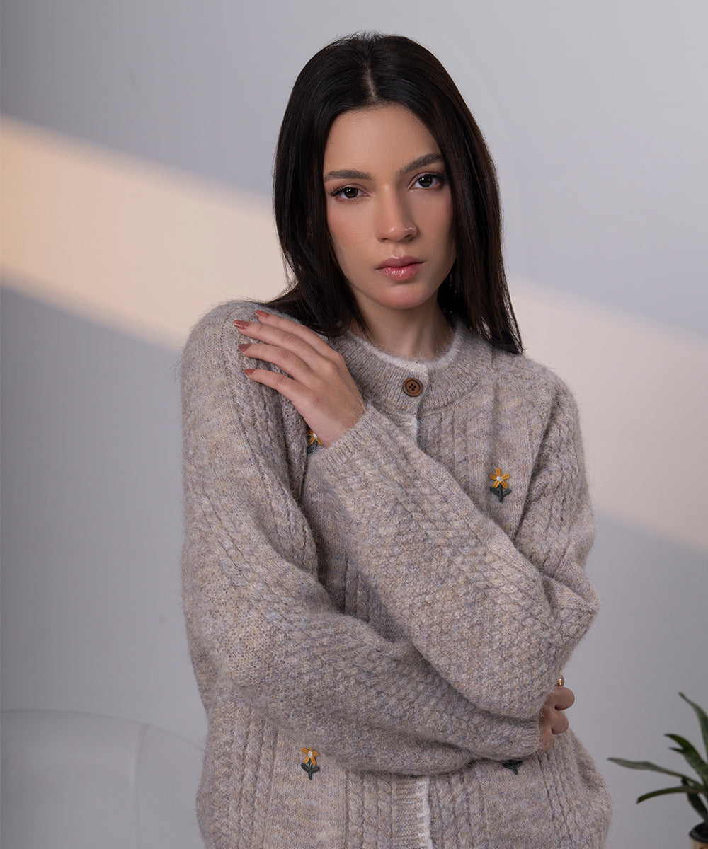 Embroidered Knit Cardigan