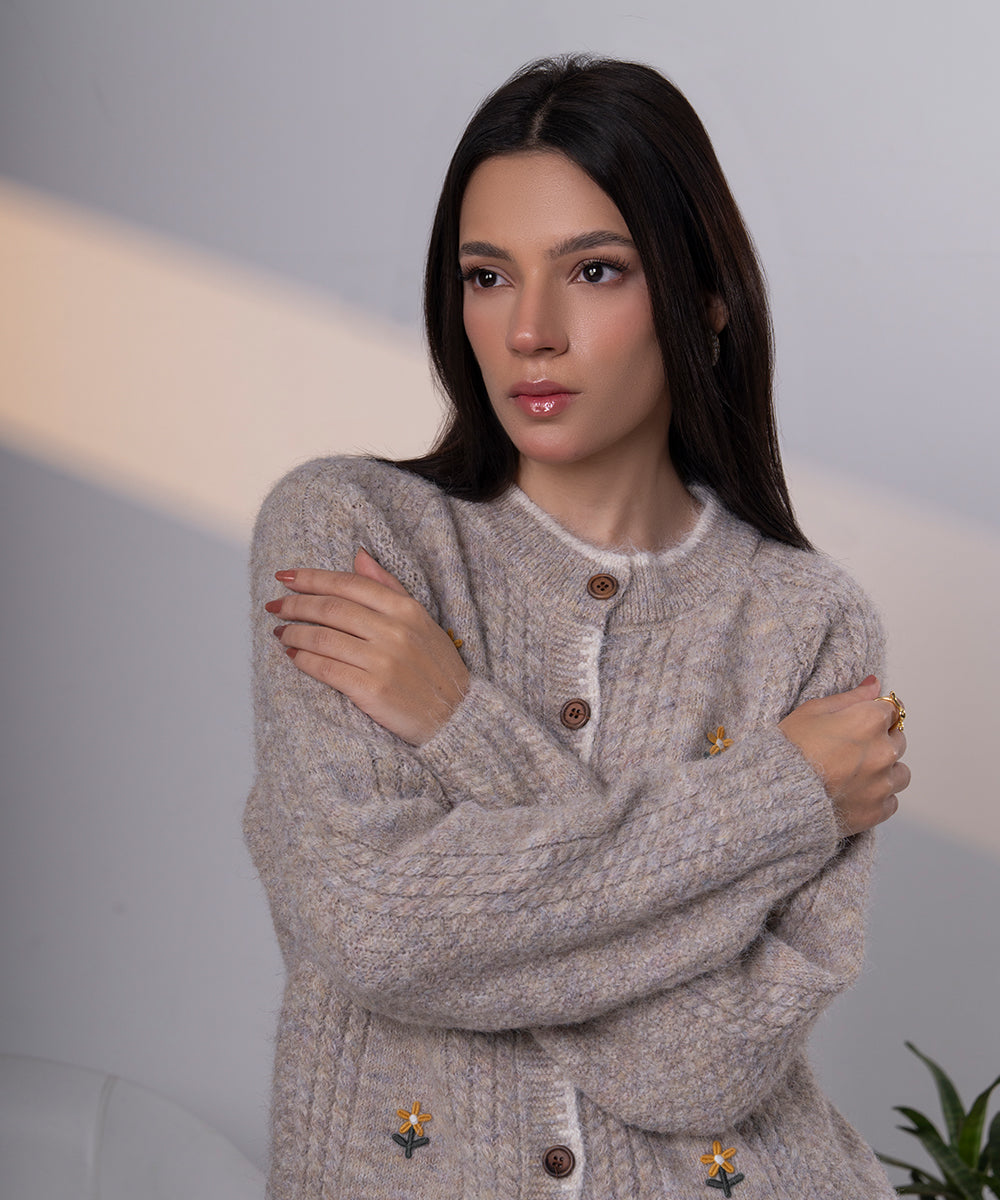 Embroidered Knit Cardigan