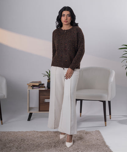Confetti Knit Zip Vest – Cocoa Brown