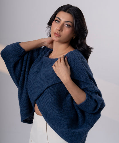 The Minimalist Cocoon Cape (Blue)