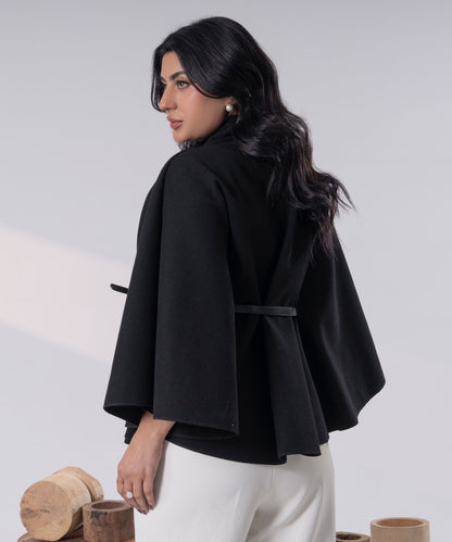 The Pearl Accent High-Neck Cape (Camel)