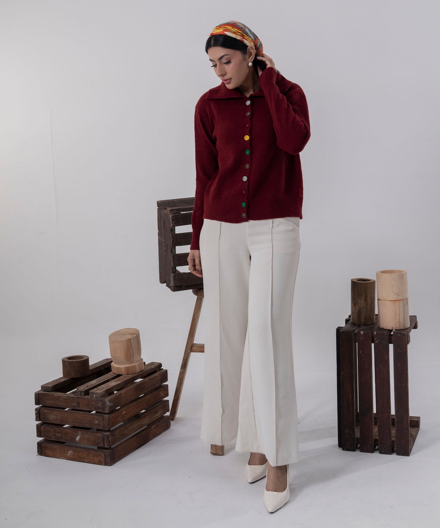 Button-Detail Knit Sweater