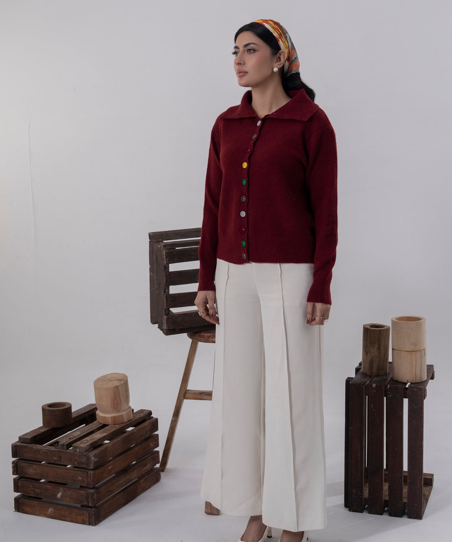 Button-Detail Knit Sweater