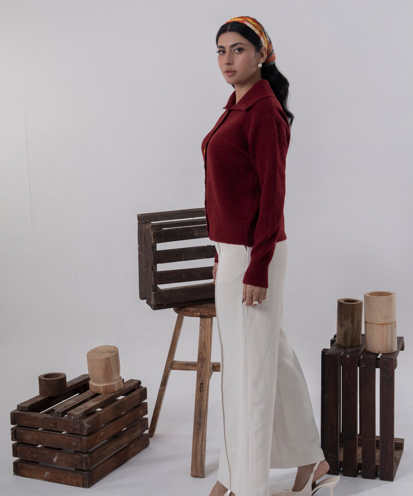 Button-Detail Knit Sweater