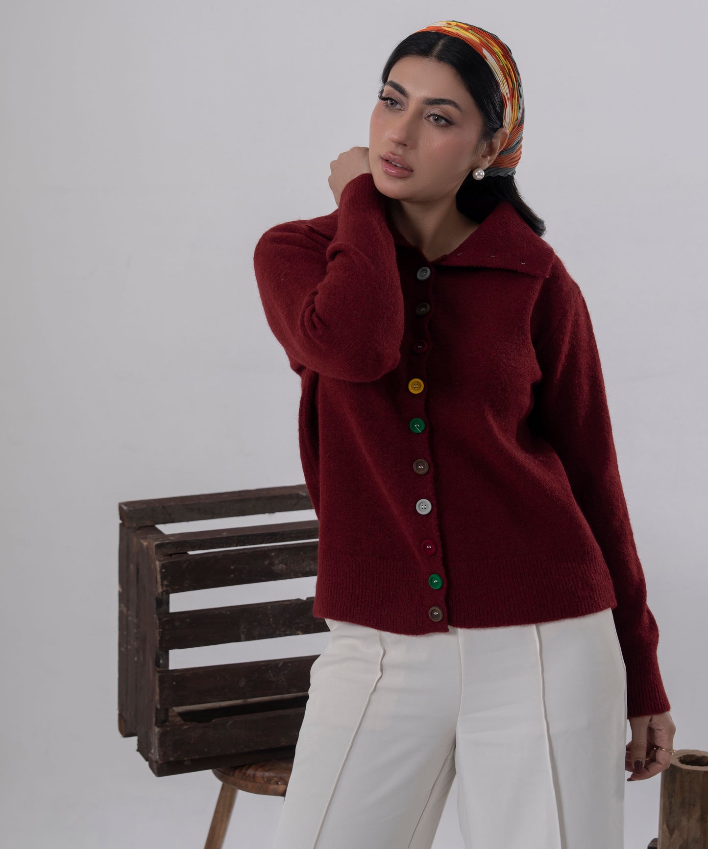 Button-Detail Knit Sweater