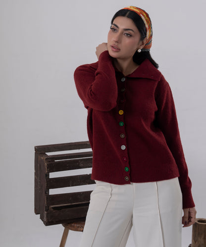 Button-Detail Knit Sweater