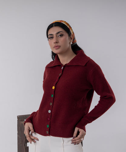 Button-Detail Knit Sweater