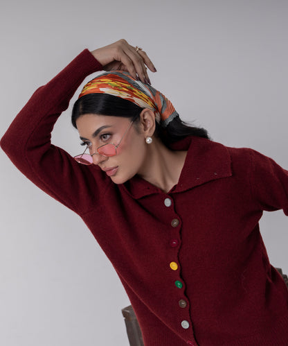 Button-Detail Knit Sweater