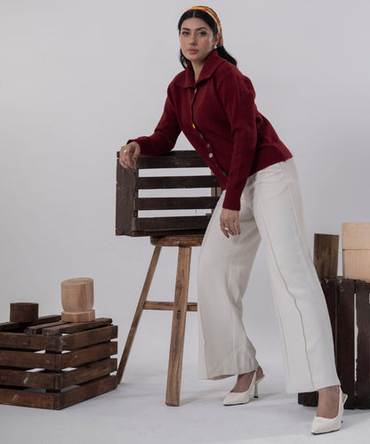 Button-Detail Knit Sweater