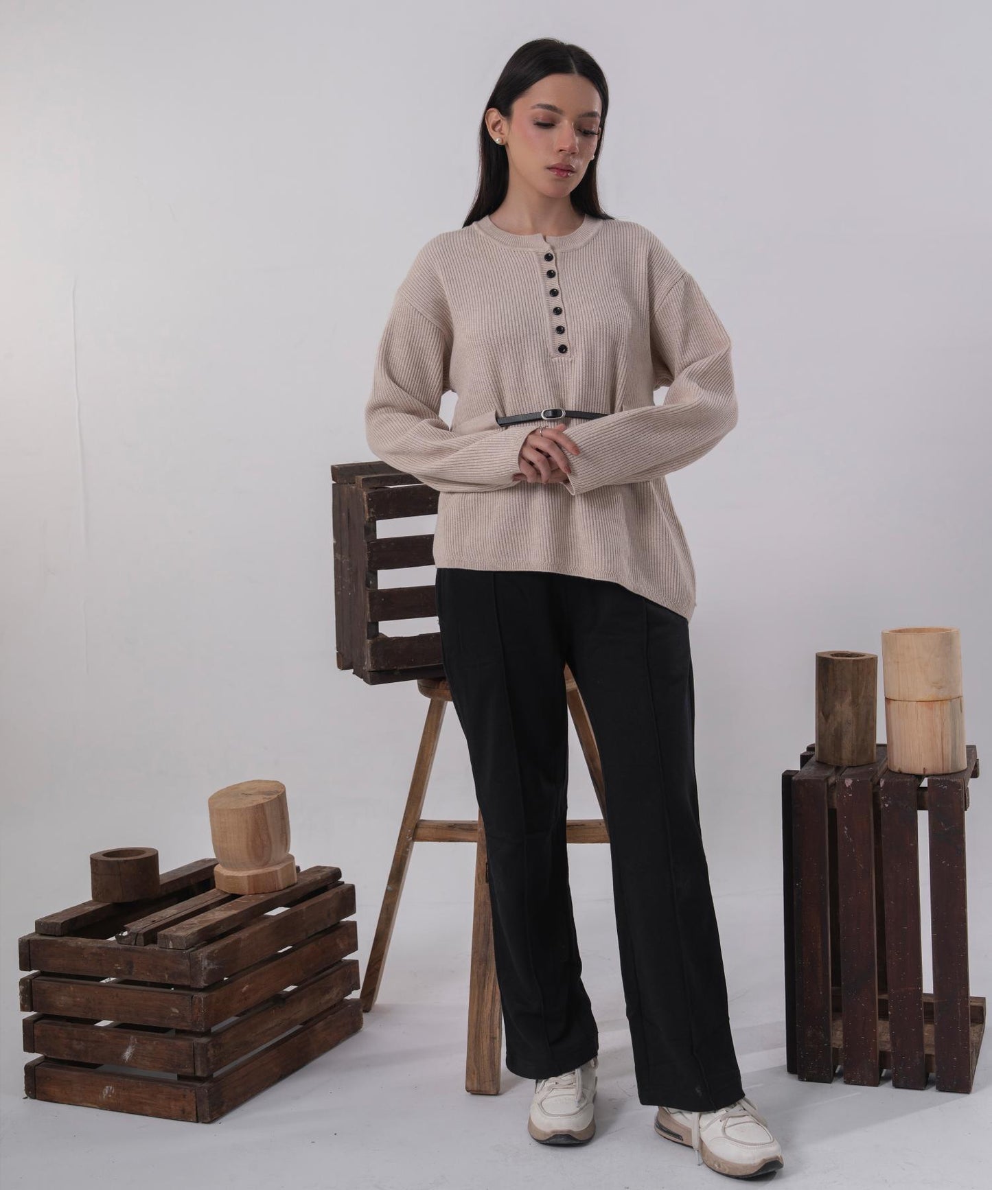 Soft Ribbed Belted Knit Top