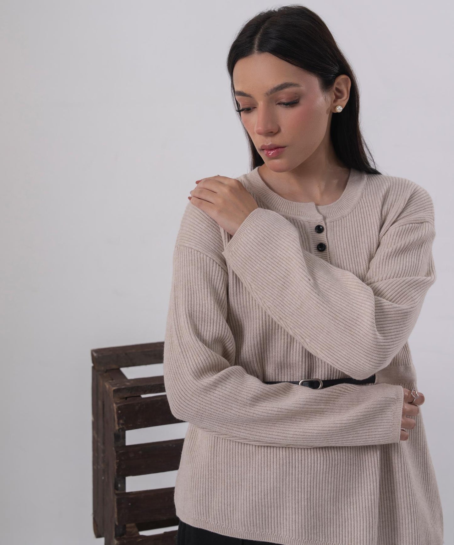 Soft Ribbed Belted Knit Top