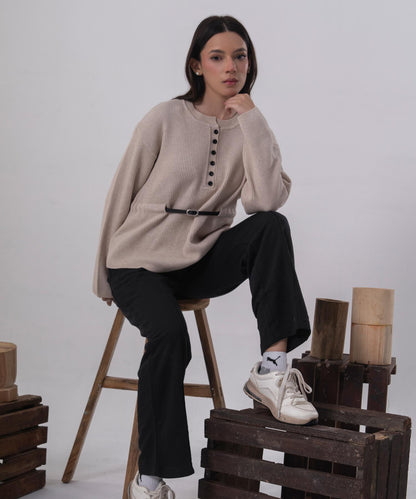 Soft Ribbed Belted Knit Top