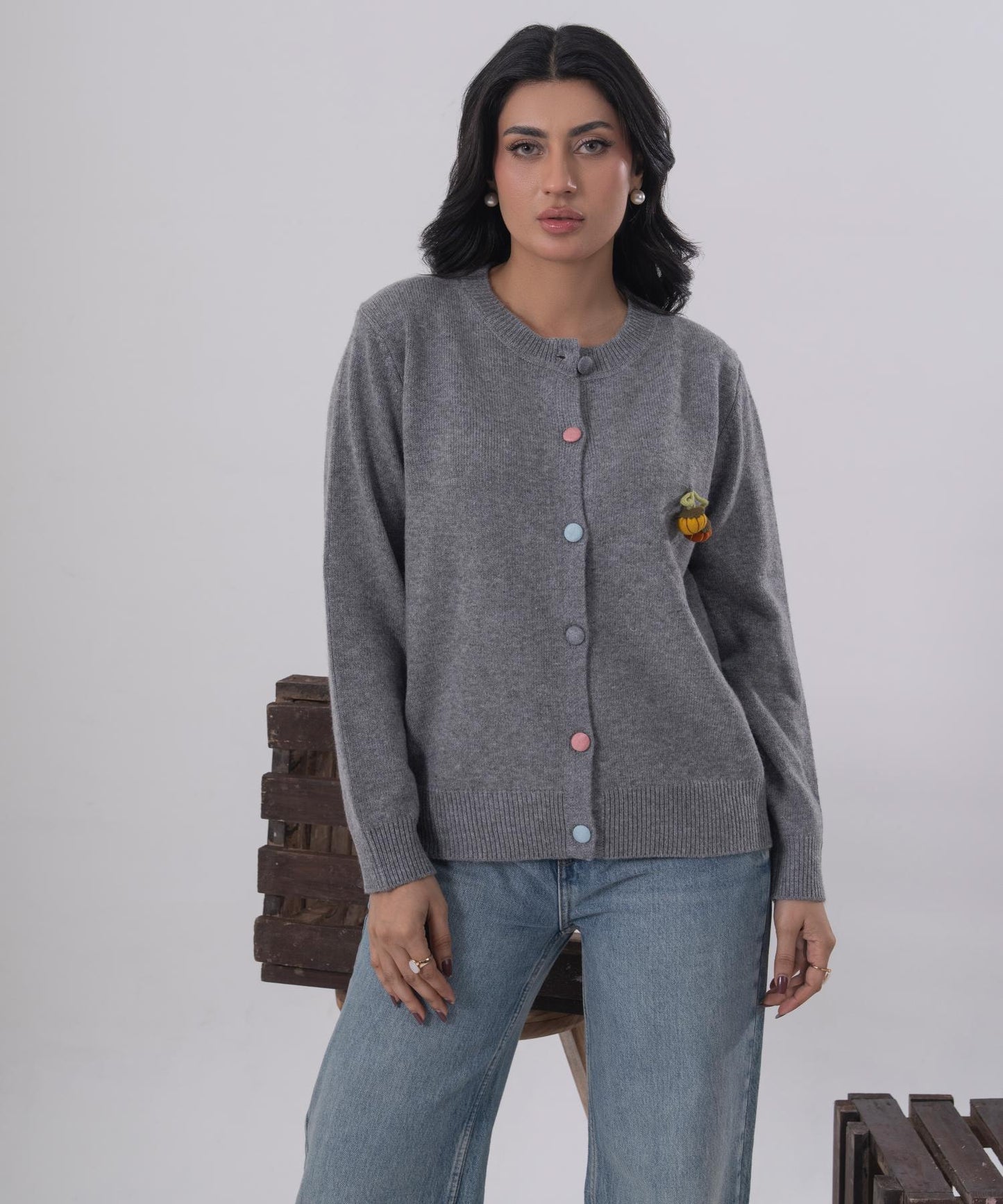 Playful Knit Button Cardigan