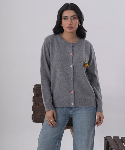 Playful Knit Button Cardigan