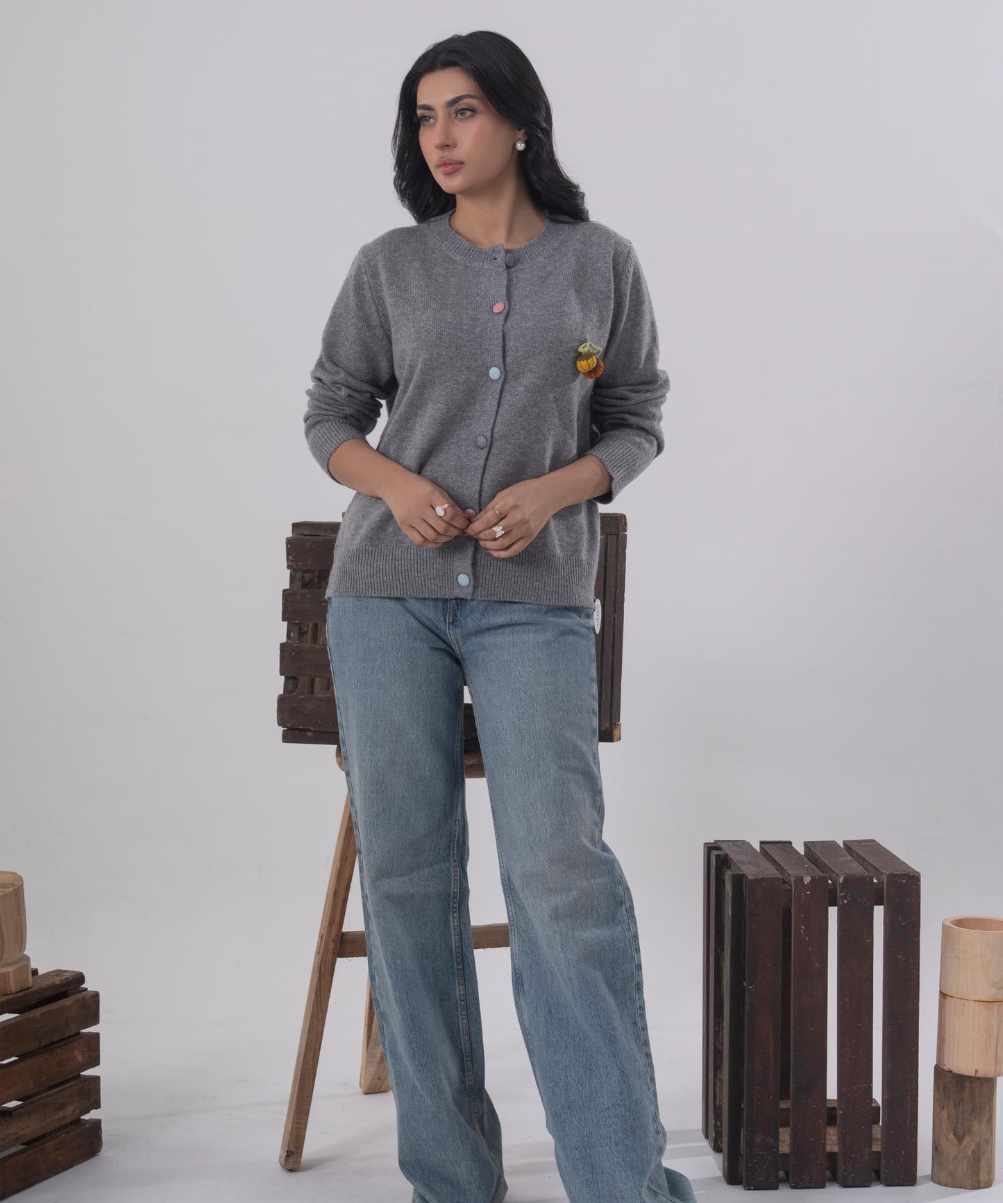 Playful Knit Button Cardigan