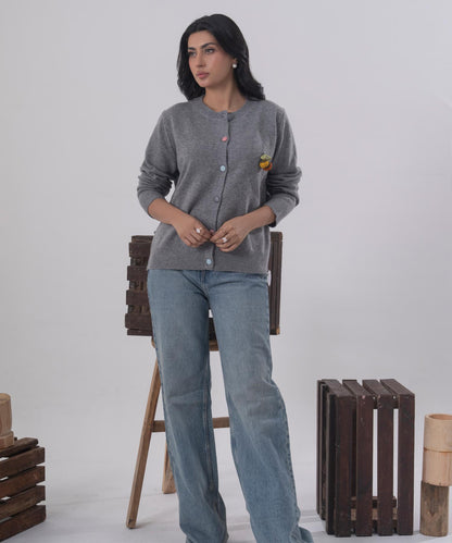 Playful Knit Button Cardigan