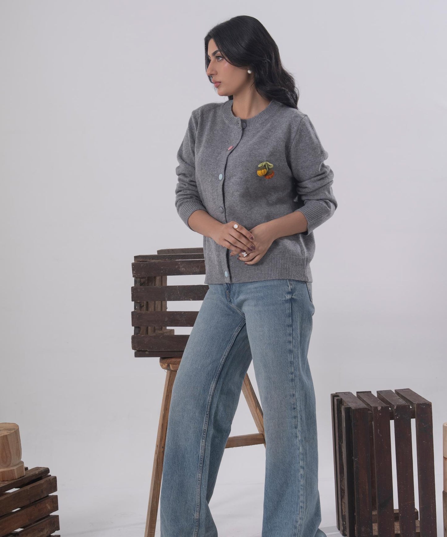 Playful Knit Button Cardigan