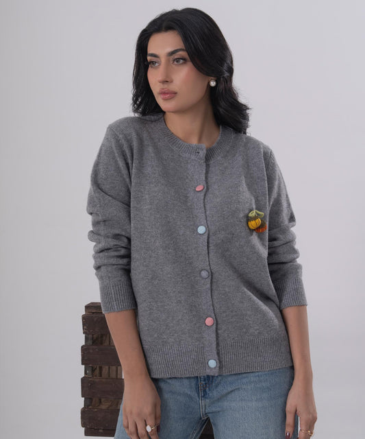 Playful Knit Button Cardigan