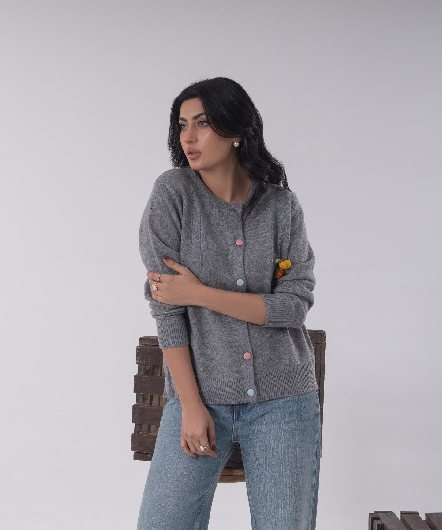 Playful Knit Button Cardigan