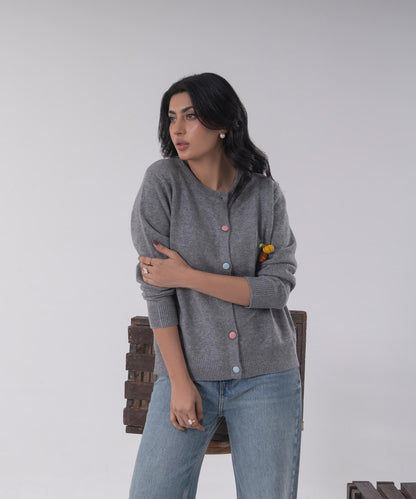 Playful Knit Button Cardigan