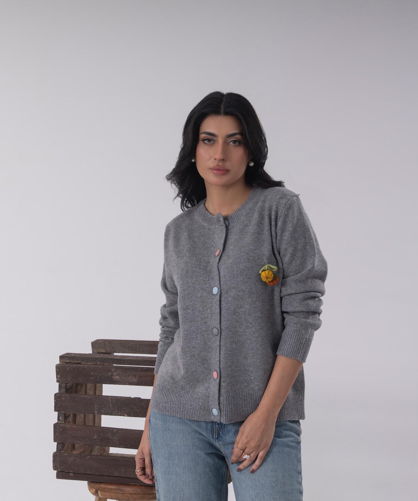 Playful Knit Button Cardigan
