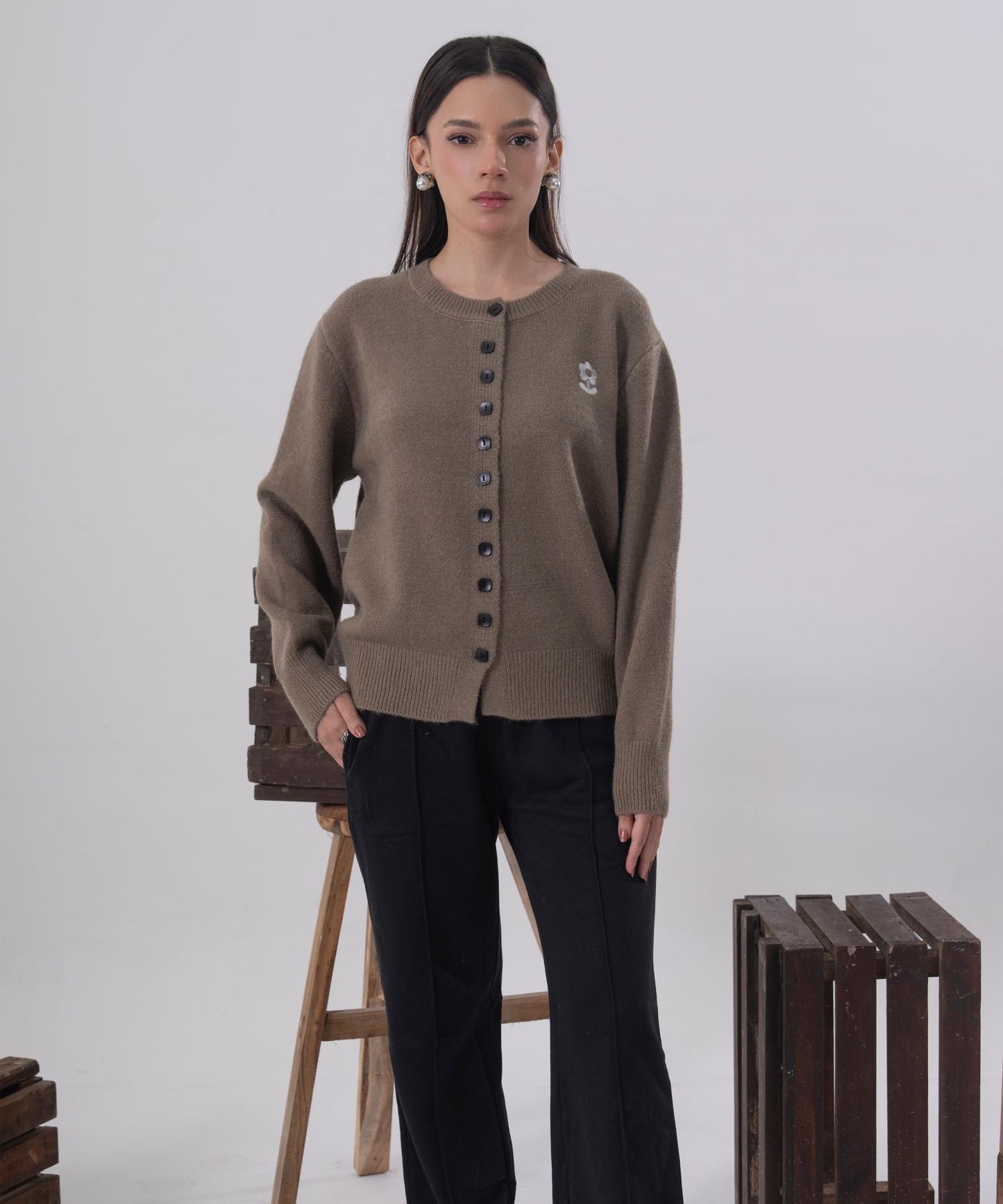 Embroidered Flower Knit Cardigan