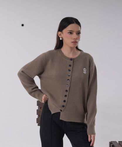 Embroidered Flower Knit Cardigan