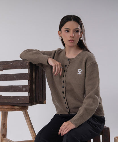 Embroidered Flower Knit Cardigan