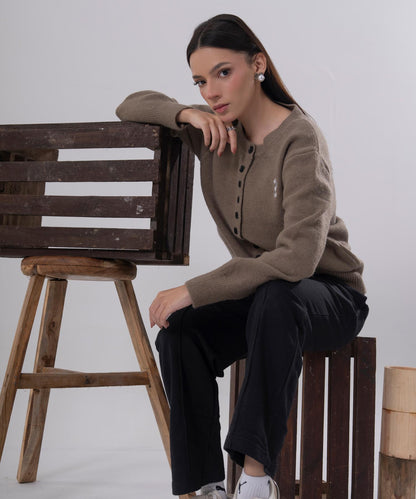 Embroidered Flower Knit Cardigan