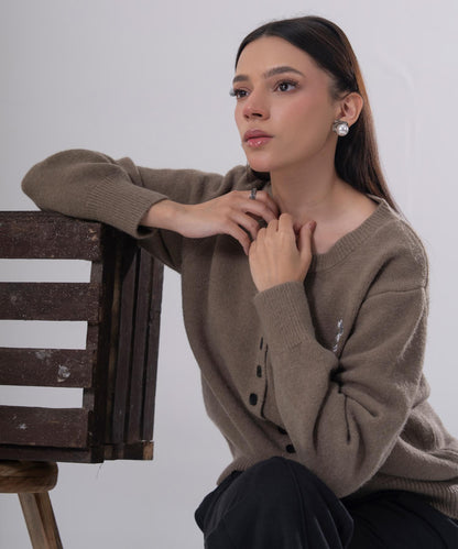 Embroidered Flower Knit Cardigan