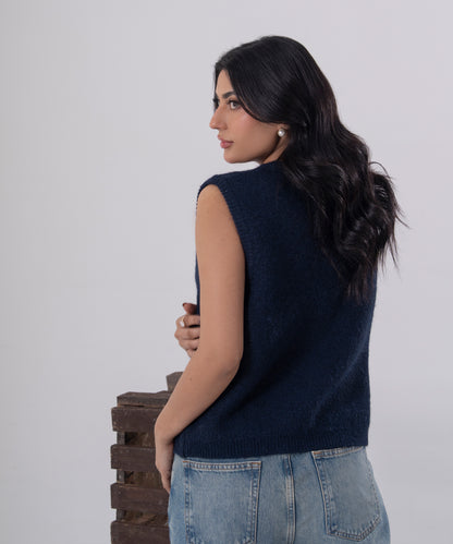 Midnight Buttoned Knit Vest