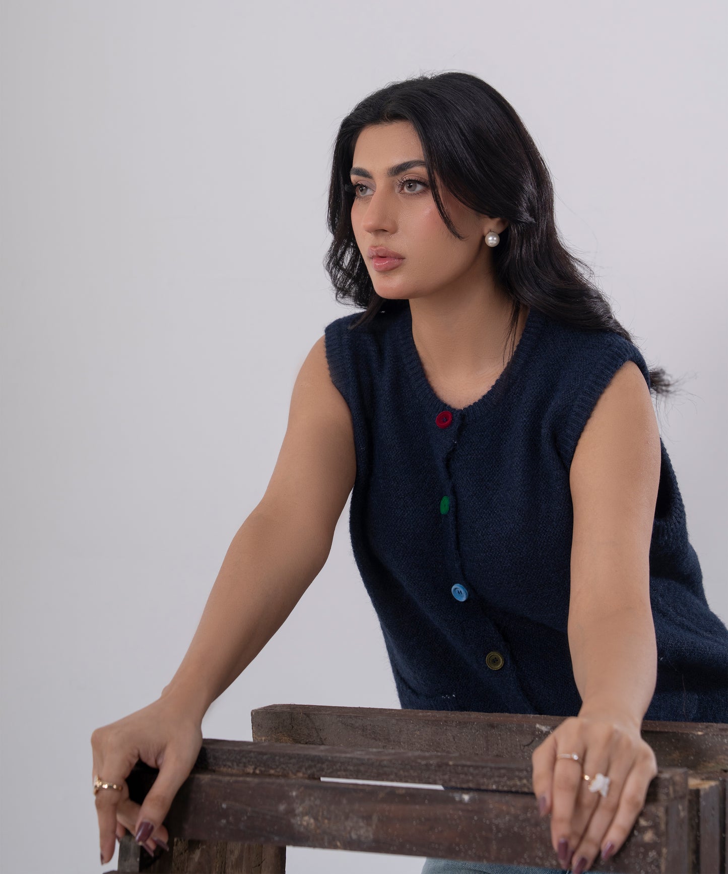 Midnight Buttoned Knit Vest