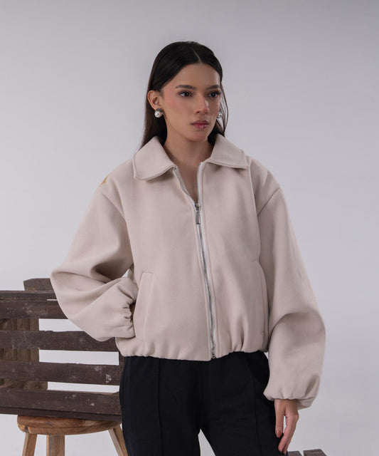 The Sculpted Cloud Bomber - Cream
