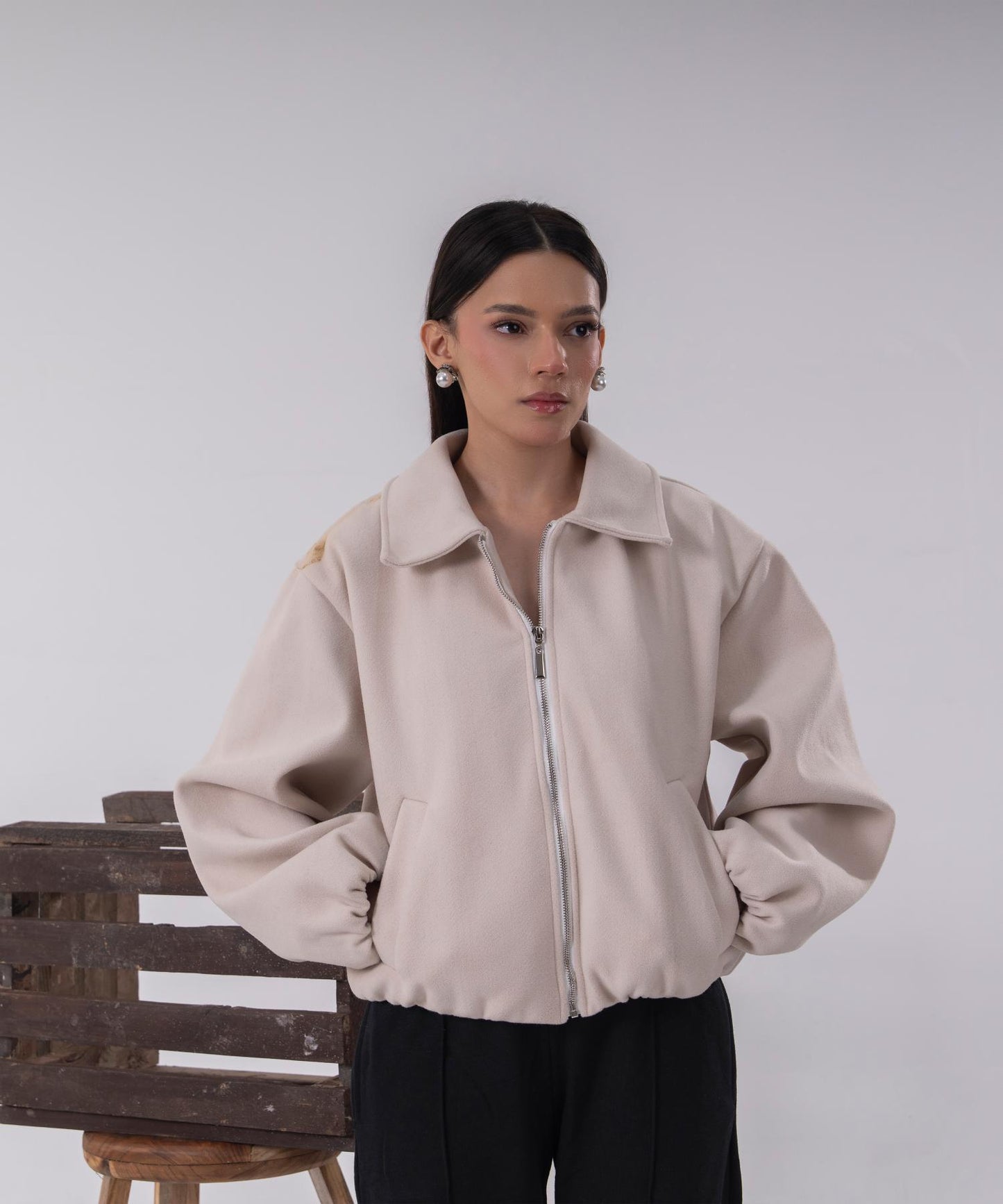 The Sculpted Cloud Bomber - Cream