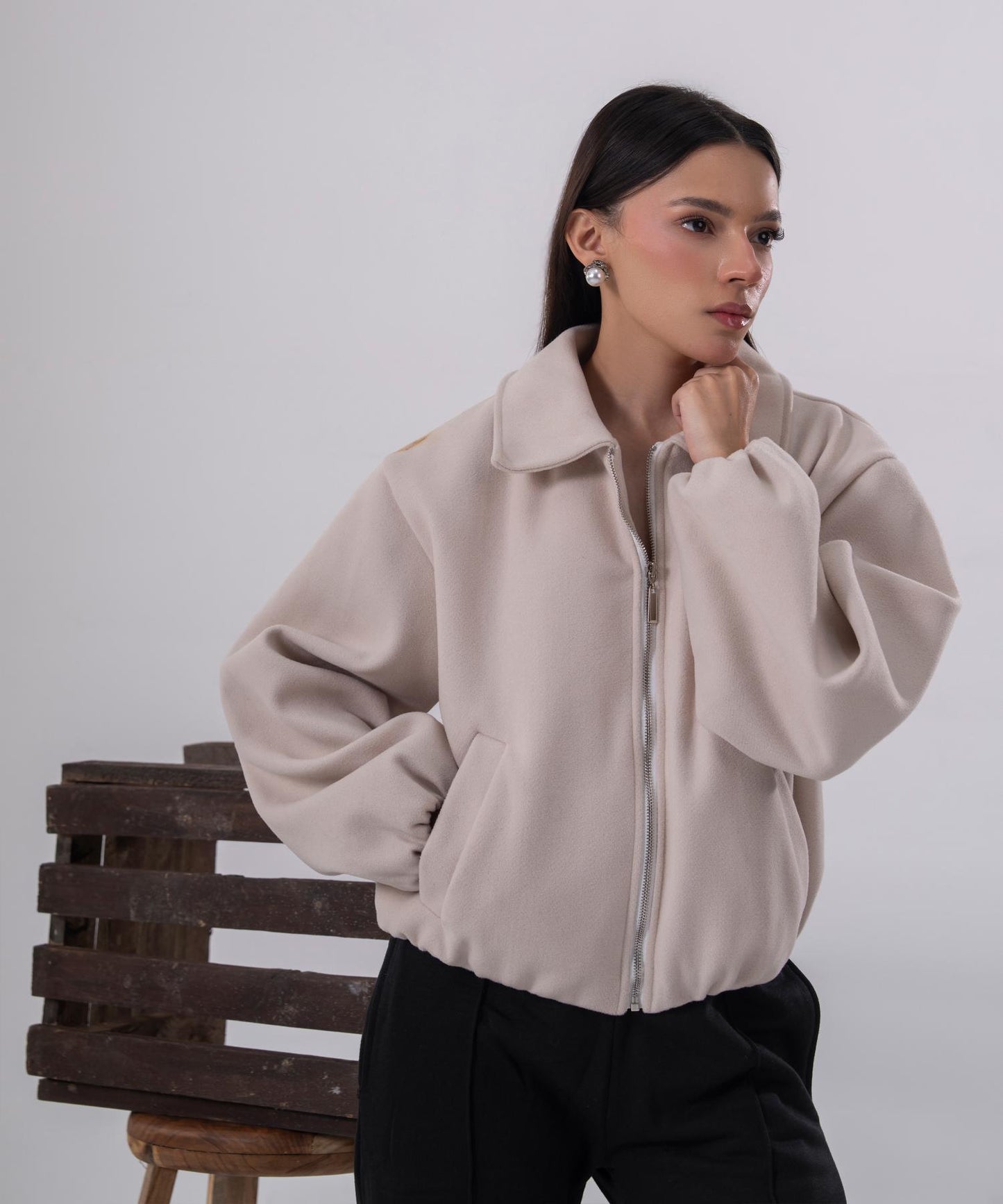 The Sculpted Cloud Bomber - Cream