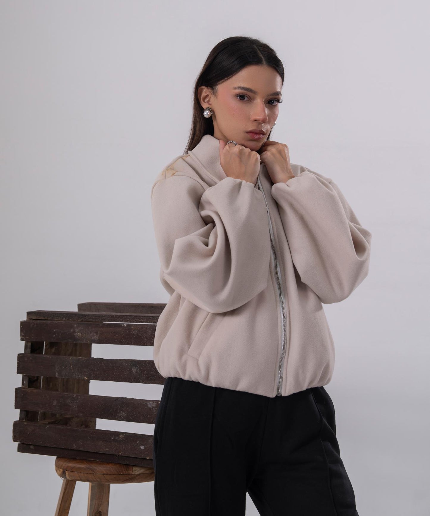 The Sculpted Cloud Bomber - Cream