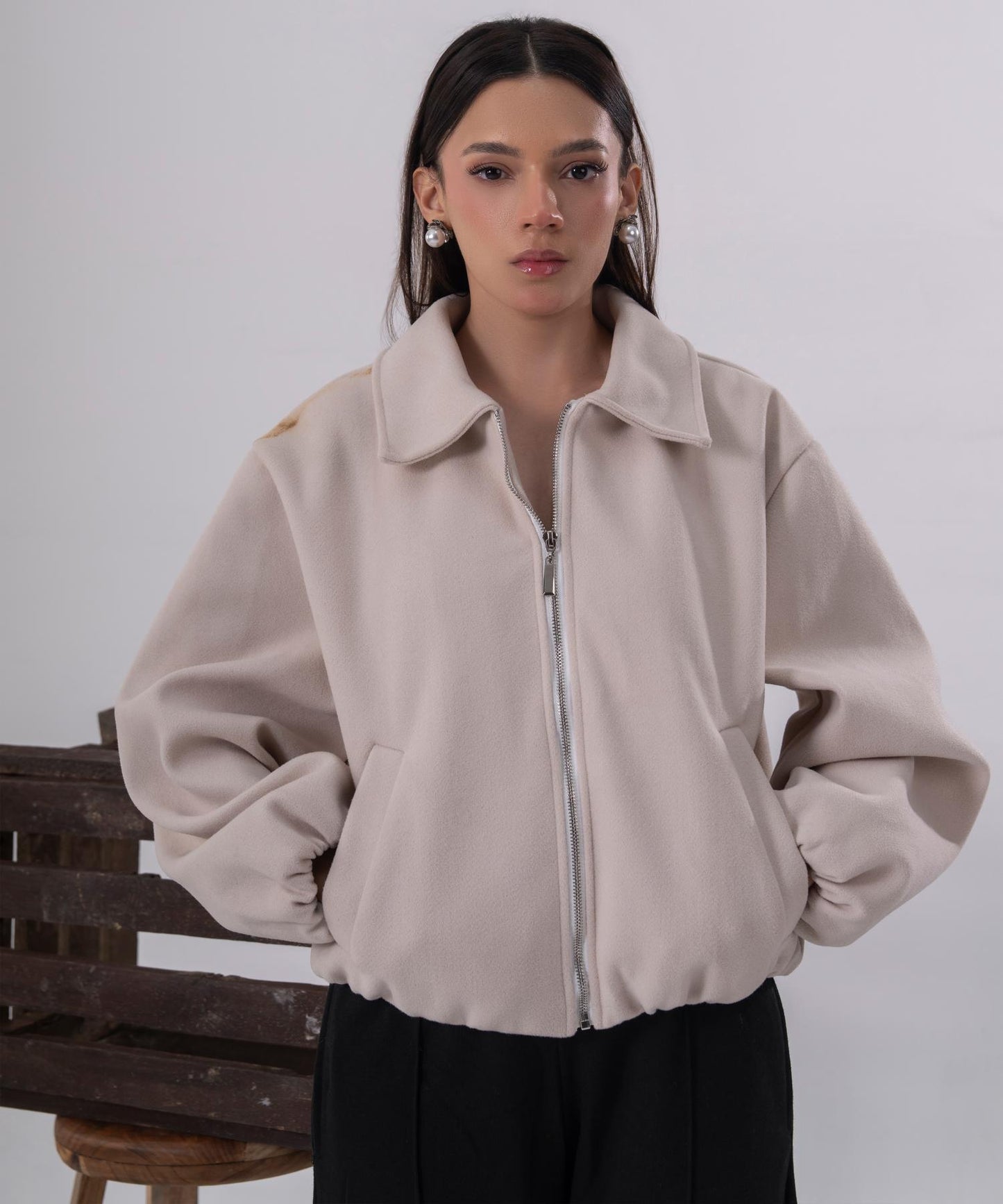 The Sculpted Cloud Bomber - Cream