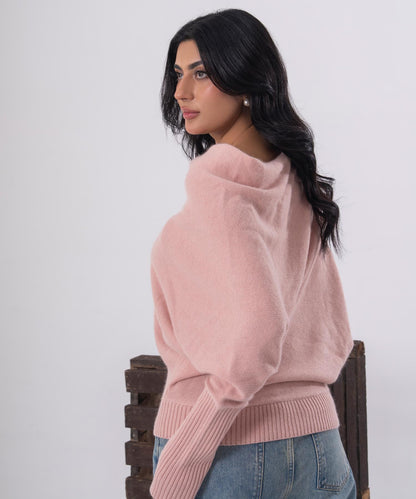 Blush One-Side Off-Shoulder Knit Top