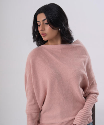 Blush One-Side Off-Shoulder Knit Top