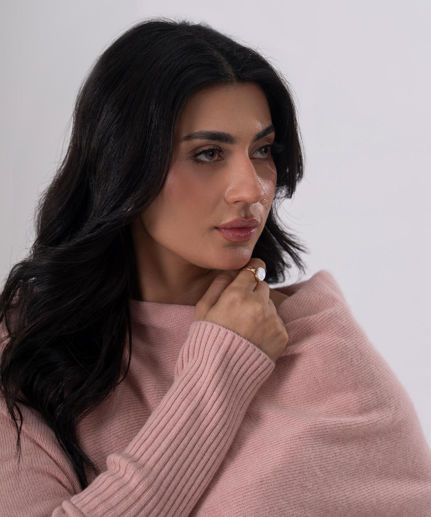 Blush One-Side Off-Shoulder Knit Top