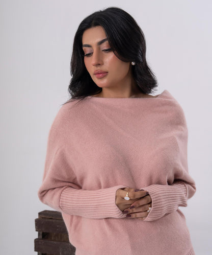 Blush One-Side Off-Shoulder Knit Top